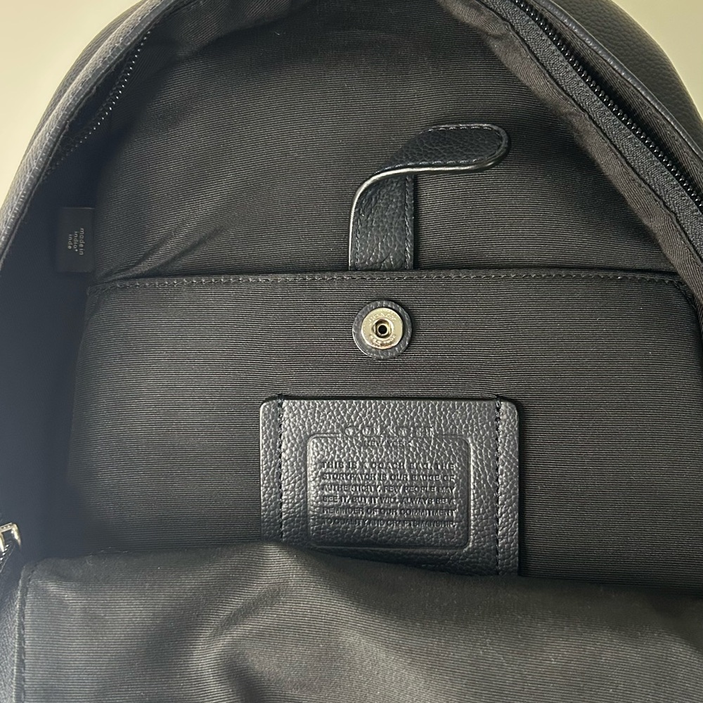 Coach Navy Blue Leather Men's Backpack - Picture 4 of 5